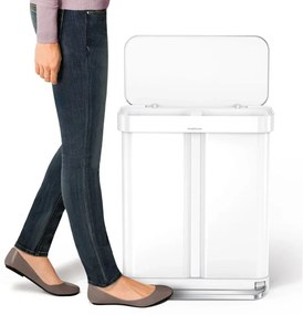 Simplehuman Pedálový odpadkový kôš na triedený odpad, 58 l, biela oceľ