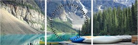 Obraz - Moraine Lake (s hodinami) (90x30 cm)
