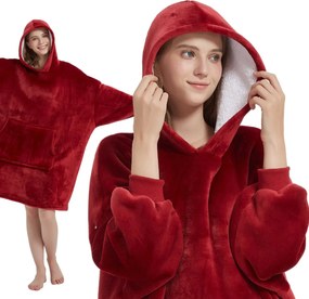 Deka s rukávmi HOODIE bordová