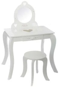 Detský toaletný stolík + stolička, 60x60x43cm biela