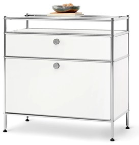 Kovový konzolový stolík »CN3« s výklopným priečinkom a zásuvkou, biely