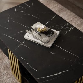 KONFERENČNÝ STOLÍK CHARLES ČIERNY MRAMOR + ZLATÝ