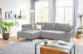 Rohová sedacia súprava Paris, svetlo šedá látka, ľavý roh