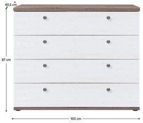 Komoda TEINA 4S, borovica canyon