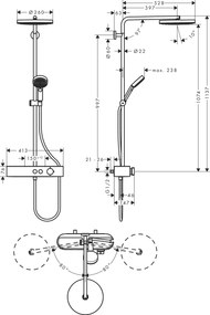 Hansgrohe Pulsify S, Showerpipe 260 1jet EcoSmart s termostatom ShowerTablet Select 400, biela matná, HAN-24221700