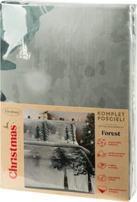 VIANOČNÉ SATÉNOVÉ OBLIEČKY FOREST 140X200 CM, 1 KS 70X80 CM VZOROVANÉ