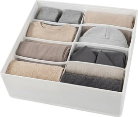 VERK GROUP Organizér na oblečenie a spodnú bielizeň, 8 priehradiek, biely, 32 x 32 x 10 cm