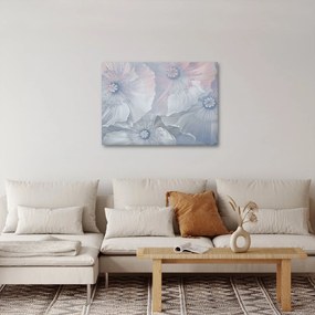Obraz - Modré kvety na stene (70x50 cm)