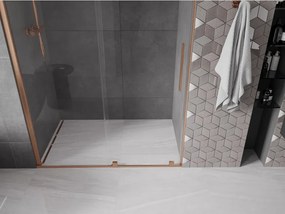 Mexen Velar, posuvné dvere do otvoru 140x200 cm, 8mm číre sklo, medená matná, 871-140-000-01-65