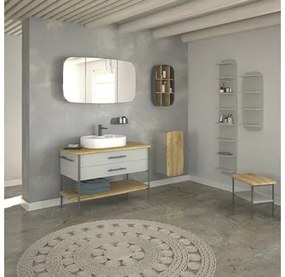 Kúpeľňová stolička Devo Oval dub/sivá OV-ST50x35-P34D01L10