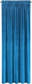 Elegantný modrý zamatový záves na riasiacu pásku