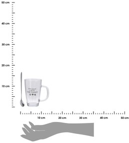 Sklenený hrnček s lyžičkou Latte 300 ml sada 2ks