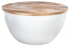 Okrúhly konferenčný stolík Special Storage II 70 cm kov masív mango biely