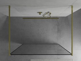 Mexen Kioto, priechodná sprchová zástena 100 x 200 cm, 8mm sklo číre, čierny vzor-zlatá, 800-100-002-50-70