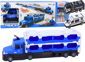 LEAN Toys Lora Odťahovka Závodná dráha 2 v 1 Svetlá Zvuky Značky Autíčka Modrá