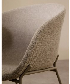 Béžové čalúnené jedálenské kreslo s podrúčkami Yvette – Kave Home