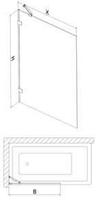 Mexen, Mexen Mesačná 1-krídlová vaňová zástena 50 x 150 cm, transparentná, zlatá - 897-050-000-50-00