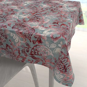 Biante Zamatový štvorcový obrus Tamara TMR-054 Abstraktné vínové kvety na sivozelenom 100x100 cm