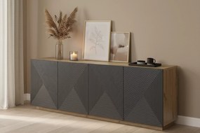 Štvordverová komoda Asha 200 cm - artisan / matný rivier stone