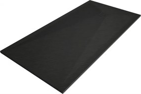 Mexen Stone+, obdĺžniková vanička z minerálneho kompozitu 200 x 90 cm, čierna, čierna krytka, 44709020-B