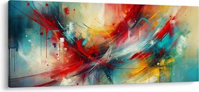 Obraz – Abstrakcia s červenou (120x50 cm)