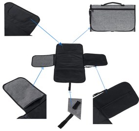 KIK Detská prebaľovacia cestovná podložka konvertibilná prebaľovacia taška sivá