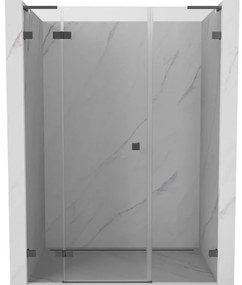 Mexen Lunar L, ľavé otočné sprchové dvere 120 cm, 8mm číre sklo, grafitový profil, 834SL-120-050-95-00-L