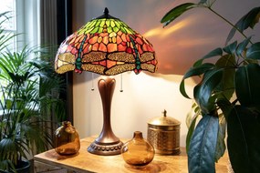 Tmavo hnedá zdobená noha k lampe Tiffany - Ø 17 * 60 cm / E27 / 40W