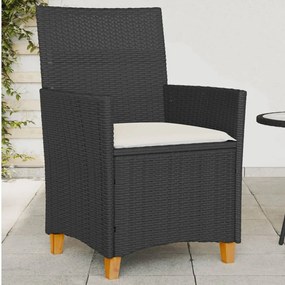 Záhradné stoličky s vankúšmi 2 ks čierne polyratan a masív 368717