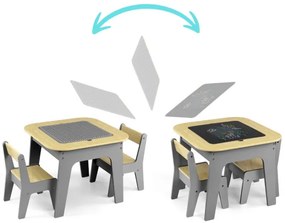 Detský stôl Olaf Blocks tmavosivý s dvoma stoličkami