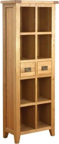 Úzka dubová knižnica s 2 zásuvkami, 67x36x180 cm