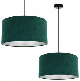 Závesné svietidlo Mediolan, 1x tmavozelené/chrómové textilné tienidlo