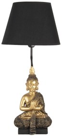 Zlato čierna stolná lampa s Buddhom - Ø 28 * 60 cm / E27