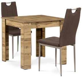 Jedálenský set z MDF s 2 hnedými stoličkami, 80 x80 x 75 cm, dub Sonoma