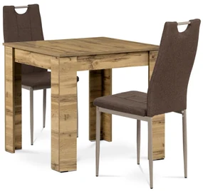 Jedálenský set z MDF s 2 hnedými stoličkami, 80 x80 x 75 cm, dub Sonoma