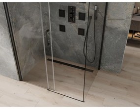 Mexen Omega, sprchovací kút s posuvnými dverami 120 (dvere) x 80 (stena) cm, 8mm sklo, čierny profil-číre sklo, 825-120-080-70-00