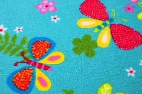 Detský Metrážny koberec Motýlik 5271 modrý - Kruh s obšitím cm