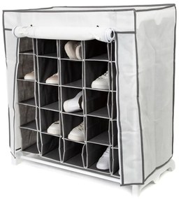 Čierno-biely textilný stojan na topánky Compactor Shoes, 25 priehradiek