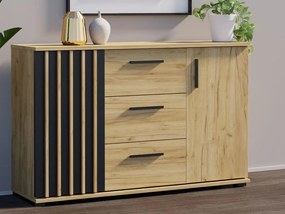 Dubová komoda 140 cm so zásuvkami a úchytkami