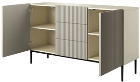 Komoda Nicole 150 cm s zásuvkami - kašmírová / čierna