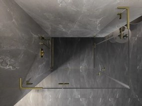 Mexen Lunar, L Duo výklopný sprchový kút 100 x 85 cm, 8mm číre sklo, zlatý matný profil, 834L-100L-085P-55-00