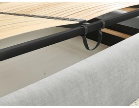 Svetlosivá čalúnená dvojlôžková posteľ s úložným priestorom s roštom 180x200 cm Vernon – Bobochic Paris