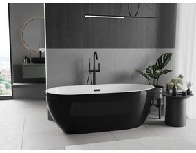 Mexen Eos, voľne stojaca vaňa 170 x 75 cm, biela-čierna, čierny matný prepad, 52471707575-70