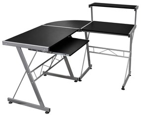 Rohový počítačový stôl čierny 132x112x99 cm spracované drevo