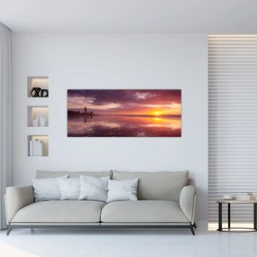 Obraz - Pláž pri západe slnka (120x50 cm)