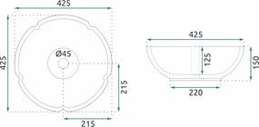 Rea Sevilla, umývadlo na dosku 425x425x150 mm, modrá-biela, REA-U7505