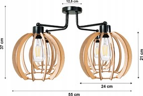 BERGE Závesná lampa DRON 4xE27 - DREVENÁ GUĽA 2