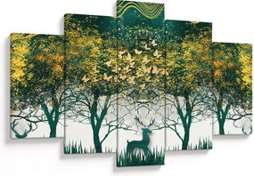 Obraz - Jelene v zelenom lese (150x105 cm)