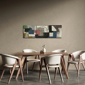 Obraz - Abstrakcia, kubizmus (s hodinami) (90x30 cm)