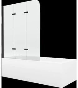 Mexen Vega obdĺžniková vaňa 180 x 80 cm s obkladom a 3-krídlovou zástenou 120 cm, transparentnéné, čierna - 550118080X9012037000